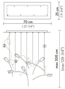 SLAMP TULSM00PRS03CLDLNCEU Tulip 7 linear, závěsné designové svítidlo, 7x3,2W LED 3000K stmívatelné, délka 70cm