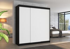 ADRK Šatní skříň posuvná MEGAN B-W 200, bílá/černá