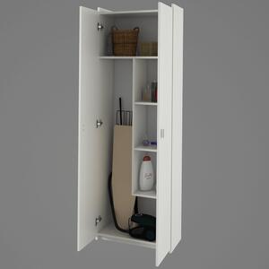 Kombinovaná skříň, DTD laminovaná, bílá, NATALI TYP 6, 64 x 32 x 190 cm, dřevotříska barva: Bíla