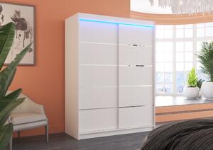 ADRK Šatní skříň posuvná s LED osvětlením LUFT W 150 L, bílá