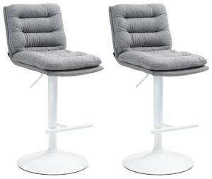 2x Barová židle Damar - látka, bílý rám - šedá