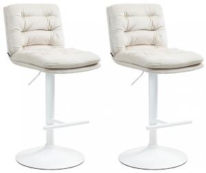 2x Barová židle Damar - samet, bílý rám - cream