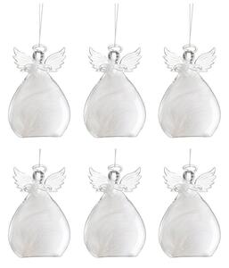 6ks vánoční skleněná ozdoba anděl s peříčky Angel - 8*11 cm - J-Line by Jolipa