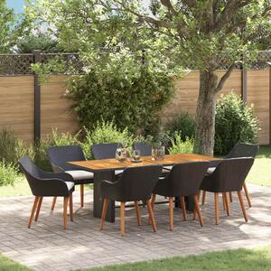 Zahradní jídelní souprava 9 ks Černá polyratan 3261624