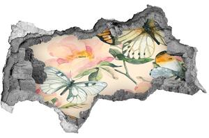 Díra 3D fototapeta nálepka Motýli a květiny nd-b-117916209