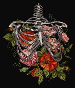 Ilustrace Embroidery human rib cage with red, Matriyoshka