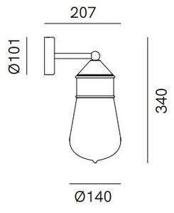 Il Fanale 270.04.ORT Drop, nástěnné svítidlo, 1xE27 max 15W, staromosaz, prům. 14cm, IP44