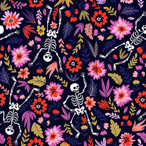 Ilustrace Dancing skeletons in the floral garden., Utro_na_more