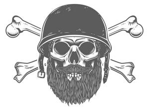 Ilustrace Illustration of bearded soldier skull with, ioanmasay