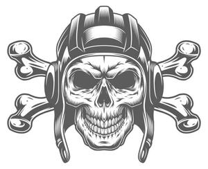 Ilustrace Vintage monochrome skull in tankist helmet, IMOGI