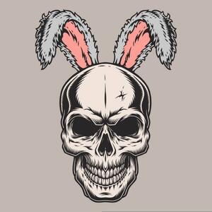 Ilustrace Skull Easter bunny emblem colorful, IMOGI