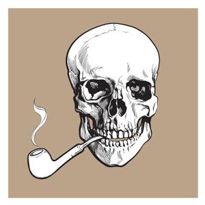 Ilustrace Hand drawn human skull smoking lacquered, sabelskaya