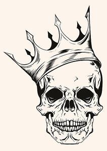 Ilustrace Hand drawn sketch scull with crown, i_panki