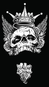 Ilustrace Winged King Skull with Roses and Crown, Mak_Art