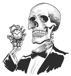 Ilustrace Human skeleton with a watch, rainman_in_sun