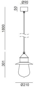 Il Fanale 270.13.ORT Drop, závěsné svítidlo, 1xE27 max 15W, staromosaz, prům. 21cm, IP55