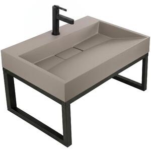 Rea Goya, umyvadlo z konglomerátu s černou konzolou, 70 cm, béžová, KPL-U4414