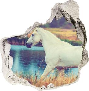 Díra 3D fototapeta nálepka Bílý kůň jezero nd-p-87150545