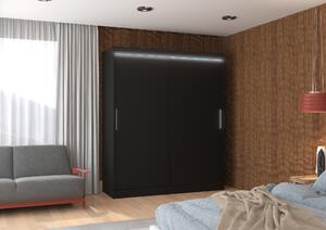ADRK Šatní skříň posuvná s LED osvětlením LINCOLN B 180 L, černá
