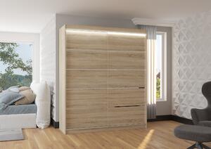 ADRK Šatní skříň posuvná s LED osvětlením SPECTRA S 180 L, dub sonoma