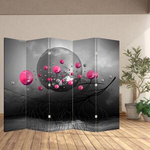 Paraván - Růžové abstraktní koule (210x170 cm)