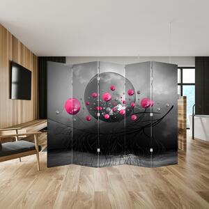 Paraván - Růžové abstraktní koule (210x170 cm)