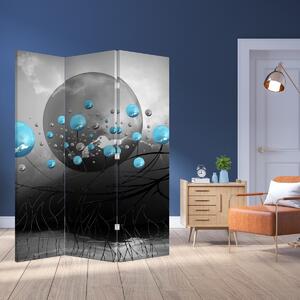 Paraván - Světle modré abstraktní koule (126x170 cm)