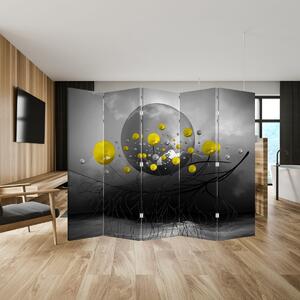 Paraván - Žluté abstraktní koule (210x170 cm)