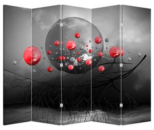 Paraván - Červené abstraktní koule (210x170 cm)