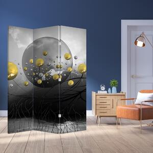 Paraván - Zlaté abstraktní koule (126x170 cm)