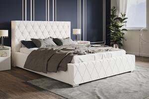 Čalouněná postel BED 4 120x200 bílá ekokůže