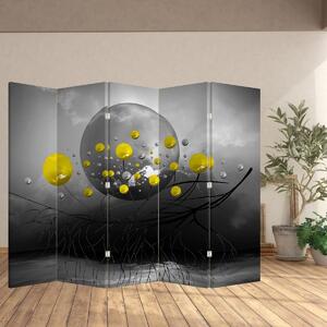 Paraván - Žluté abstraktní koule (210x170 cm)
