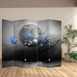 Paraván - Modré abstraktní koule (210x170 cm)