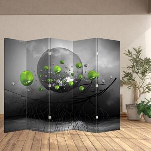 Paraván - Zelené abstraktní koule (210x170 cm)
