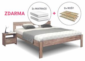 Postel s rošty a matracemi TYLIA, masiv buk