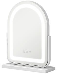 HOMCOM Kosmetické zrcadlo s LED osvětlením, 3 barvy, otočné, s dotykovým ovládáním, bílé barvy