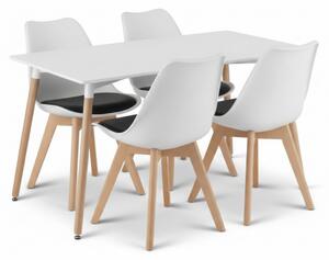 Jídelní set 1 + 4, bílý stůl ADRIA 120x80 cm + bílo-černá židle BALI MARK s bukovými nohami