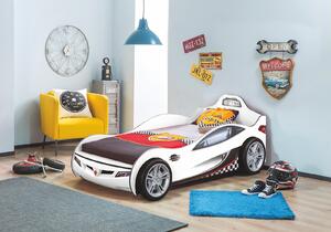 Dětská postel auto SUPER 90x190cm - bílá