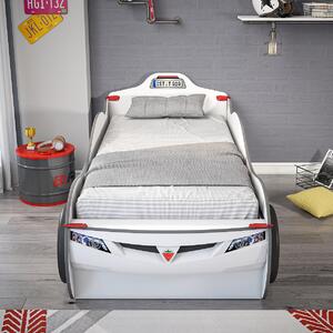 Dětská postel auto SUPER s přistýlkou 90x190cm - bílá