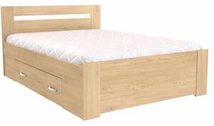 Zvýšené francouzské lůžko FABIE Šířka 140 cm, Dub sametový, úchytky JONY