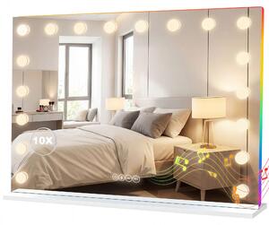 HOMCOM Hollywood – zrcadlo 80 × 60 cm, kosmetické zrcadlo s RGB osvětlením a Bluetooth