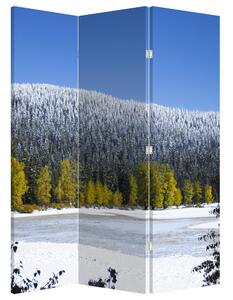 Paraván - Zasněžené hory v zimě (126x170 cm)