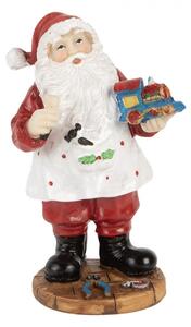Vánoční dekorace Santa Claus v bílé zástěře vyrábějící dárky – 8x6x13 cm