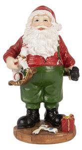 Vánoční dekorace Santa Claus v červeném svetru vyrábějící dárky – 8x6x13 cm