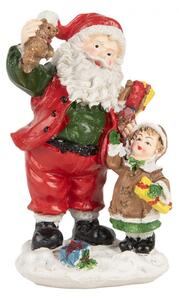 Vánoční dekorace Santa Claus s malou holčičkou a dárky na sněhu – 13 cm