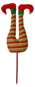 Vánoční dekorace zapichovací elf v červených punčochách – 50 cm
