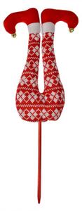 Vánoční dekorace zapichovací elf v červených punčochách – 80 cm