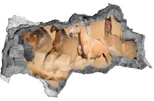 Díra 3D foto tapeta nálepka Koně poušť nd-b-90840320