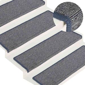 Schodové rohože 15 ks 65 x 21 x 4 cm světle šedé a modré s obdélníkovým okrajem 326200