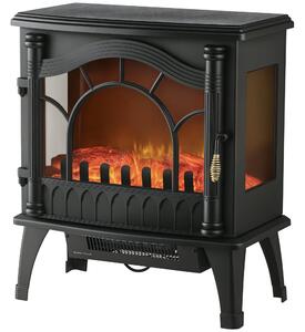 HOMCOM Elektrický Krb 1000W/2000W Volně Stojící Dekorativní Krb s Nastavitelnou Teplotou a Ochrannou Proti Přehřátí 3D Efekt Plamene pro Místnosti 15-